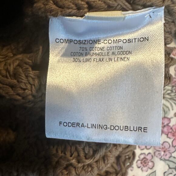 STELLA McCARTNEY Brown Open Knit Oversized Cotton Linen Blend Cardigan Sweater - Picture 5 of 6